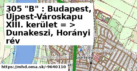 305 "B" : Budapest, Újpest-Városkapu XIII. kerület = >  Dunakeszi, Horányi rév