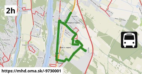 2H: Autópihenő (Kisfaludy utca) = >  Németh László iskola = >  Jácint utca = >  Németh László iskola = >  Bölcsőde = >  Újtelep, autóbusz-forduló = >  Alsógöd vasúti megállóhely = >  Autópihenő (Pesti út) = >  Németh László iskola