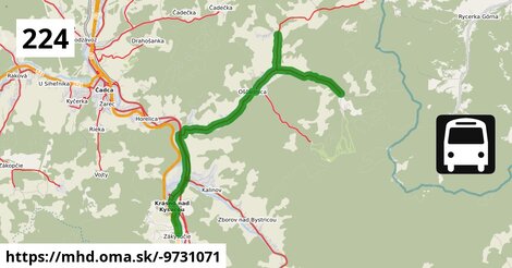 Bus 224: Oščadnica, Laliky = >  Krásno nad Kysucou, žel.st.