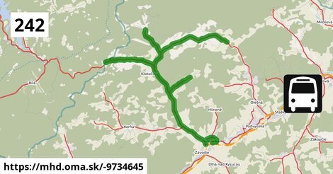 Bus 242: Turzovka, žel.st. = >  Klokočov, Hrubý buk, ZŠ