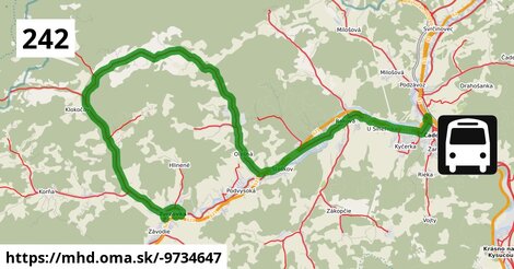 Bus 242: Turzovka, žel.st. = >  Klokočov, obecný úrad = >  Čadca, aut.st.