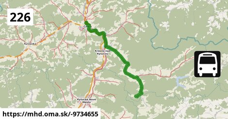 Bus 226: Radôstka, Krasotín Sobolčin = >  Čadca, aut.st.