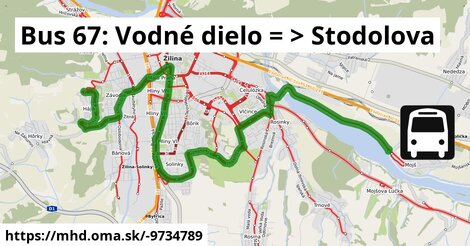 Bus 67: Vodné dielo = >  Stodolova