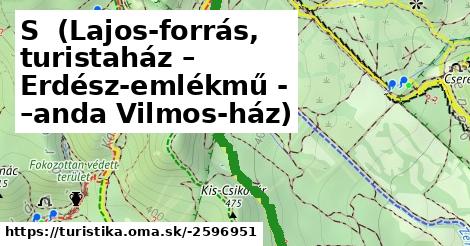 S+ (Lajos-forrás, turistaház – Erdész-emlékmű - –anda Vilmos-ház)