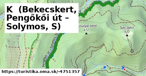 K+ (Bekecskert, Pengőkői út – Solymos, S)