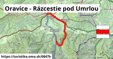 Oravice - Rázcestie pod Umrlou