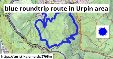 blue roundtrip route in Urpín area
