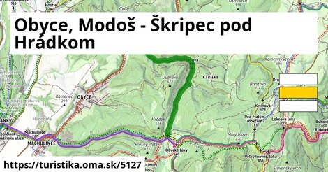 Obyce, Modoš - Škripec pod Hrádkom