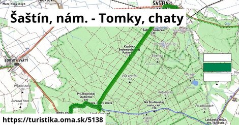 Šaštín, nám. - Tomky, chaty