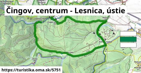 Čingov, centrum - Lesnica, ústie