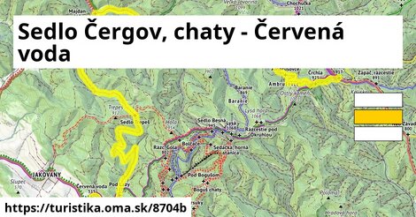 Sedlo Čergov, chaty - Červená voda