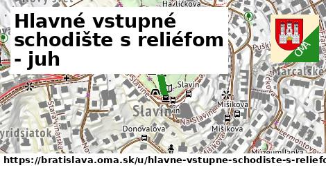 Hlavné vstupné schodište s reliéfom - juh, Bratislava